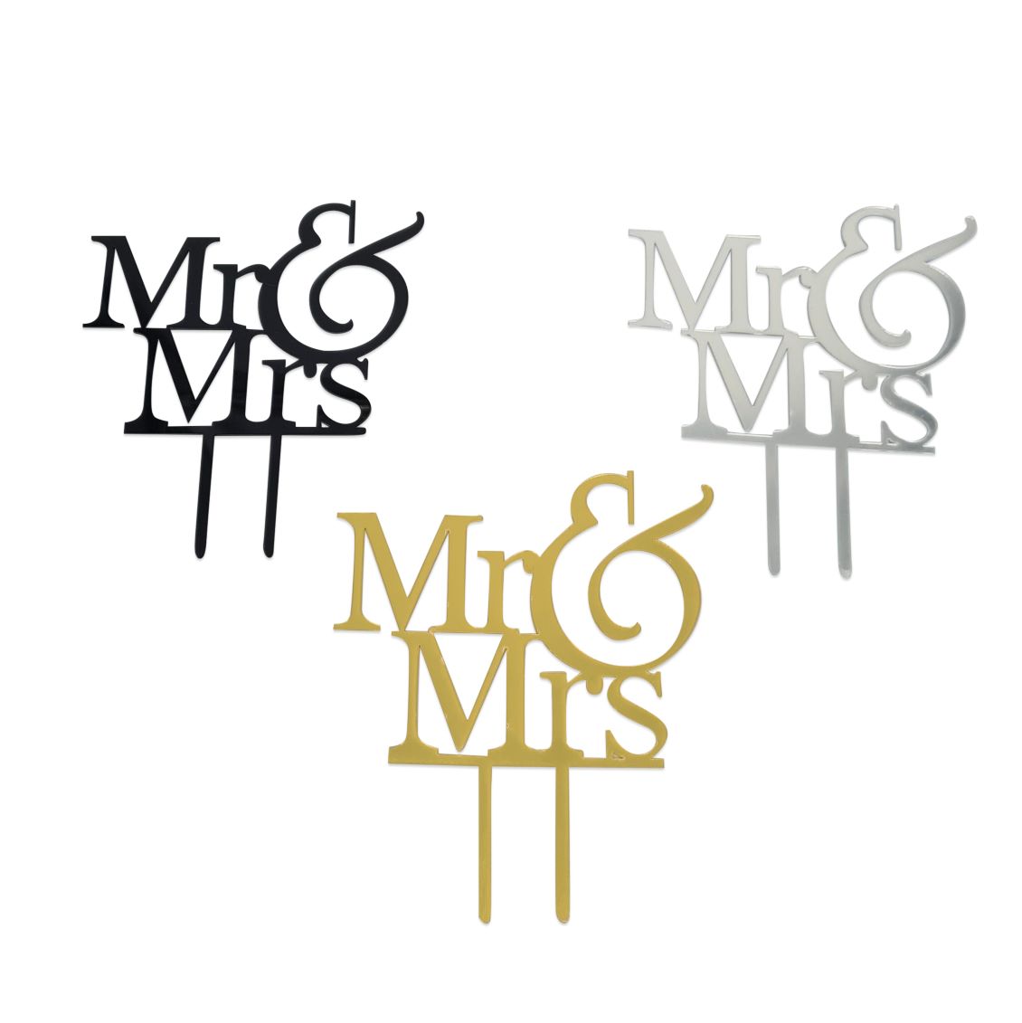 Printtoo "Mr And Mrs" Hochzeitstorten-Topper Aus Acryl - Personalisierbar, Ca. 4-5 Zoll Breit, Mit Stäben