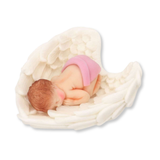 Baby im Federkörbchen rosa