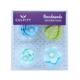Zuckerblümchen blau und Blätter