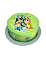 Tortenhülle mit Bluey und Bingo Aufleger