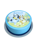 Tortenhülle mit Bluey Aufleger