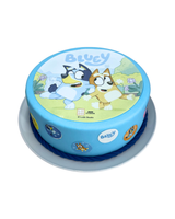 Tortenhülle mit Bluey Aufleger