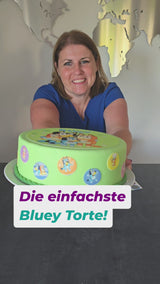 Tortenhülle mit Bluey und Bingo Aufleger